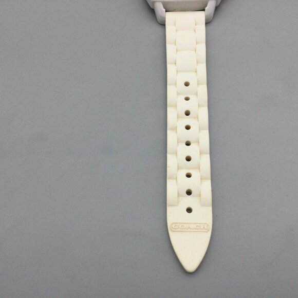 Coach Watch Women 42mm Silver Tone Logo Dial White Band New Battery main image 10